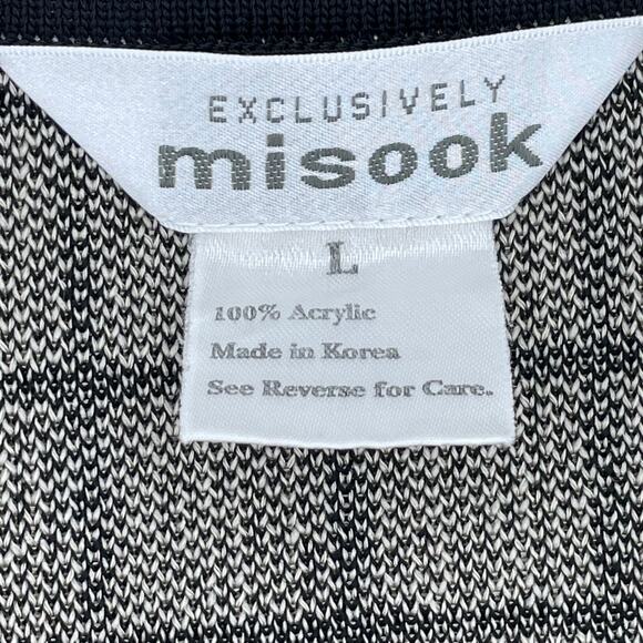 Misook Women's Cardigan Sweater, Sz. L Neutral Preppy Minimalist Windowpane - Picture 4 of 8